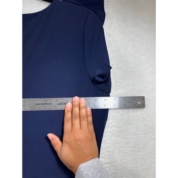 Betsy & Adam Navy Stretch V Neck Long Sleeve Ruffle Prom Maxi Dress Womens 16 - Picture 11 of 12